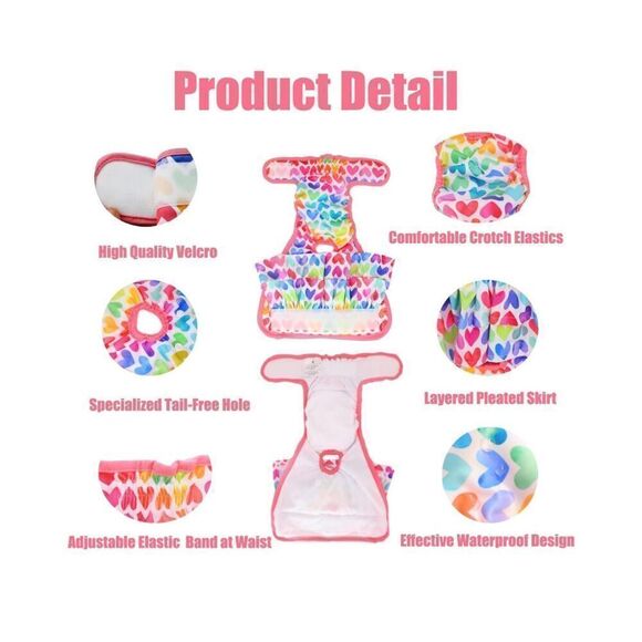 NEW 2 Dog Diapers Female Highly Absorbent Reusable Washable L - Picture 2 of 8